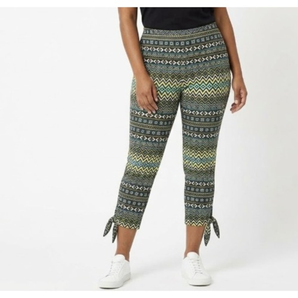 New DG2 by Diane Gilman Chevron Cotton Stretch Boho Leggings Medium